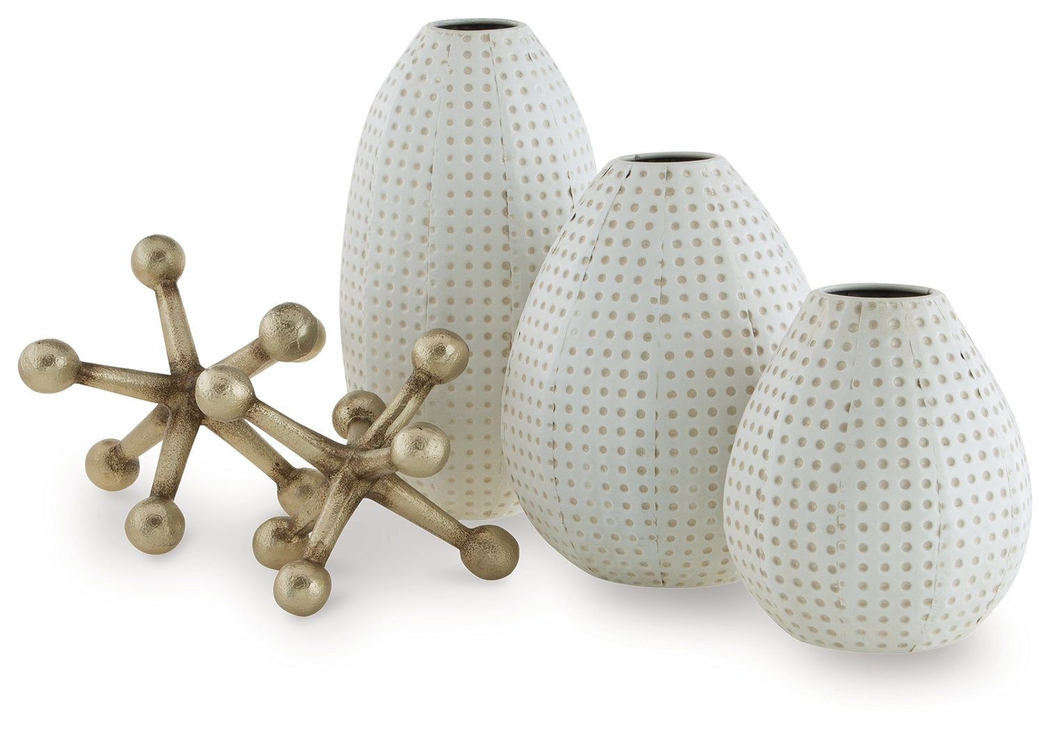 Azerton White/Gold Finish Accessory Set (Set of 5) (Online Special Price) - Ornate Home