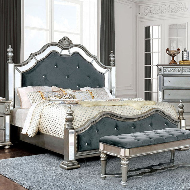 Azha Silver/Gray Queen Bed - Ornate Home