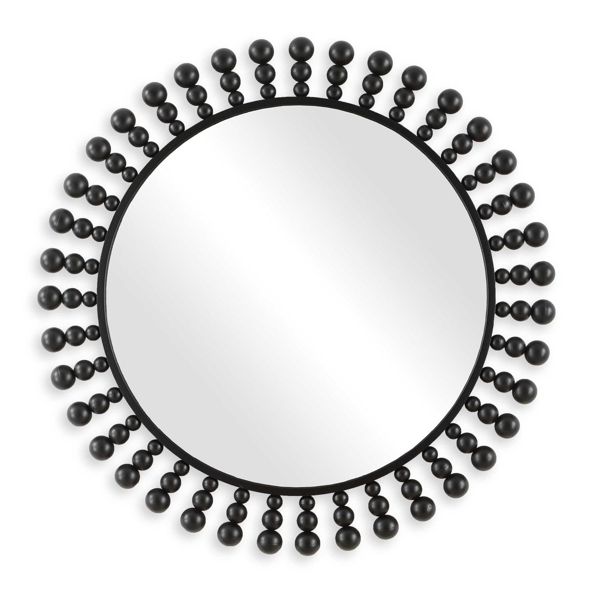 Aziel Black Round Mirror - Ornate Home