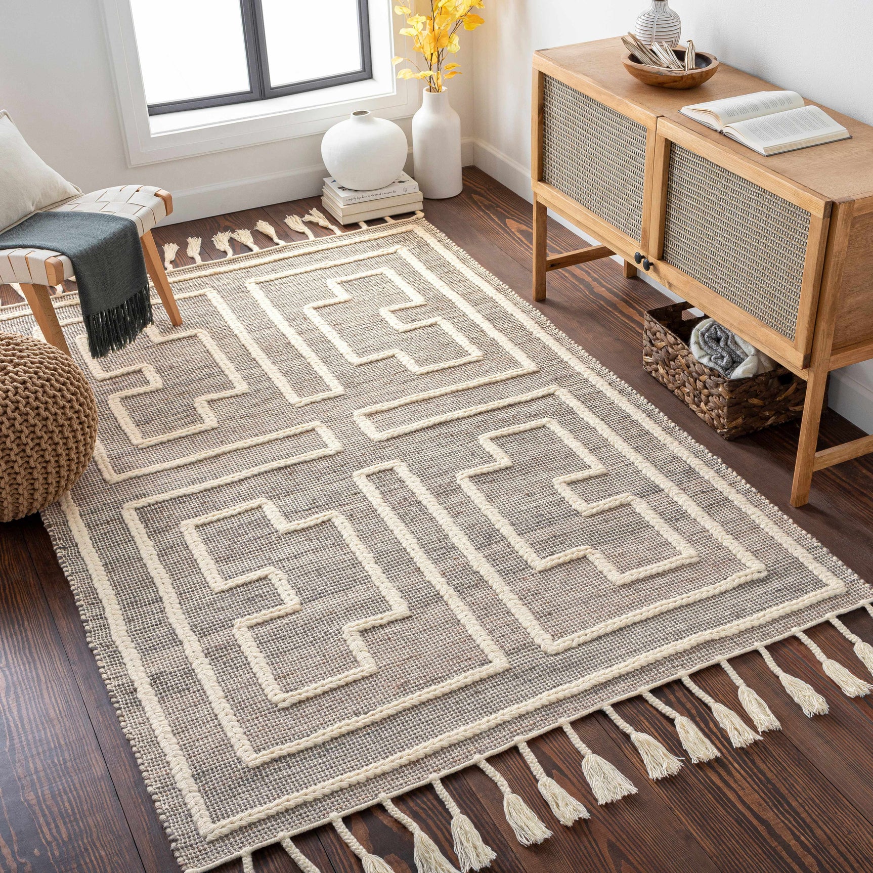 Azra Tasseled Jute&Wool Rug - Clearance - Ornate Home