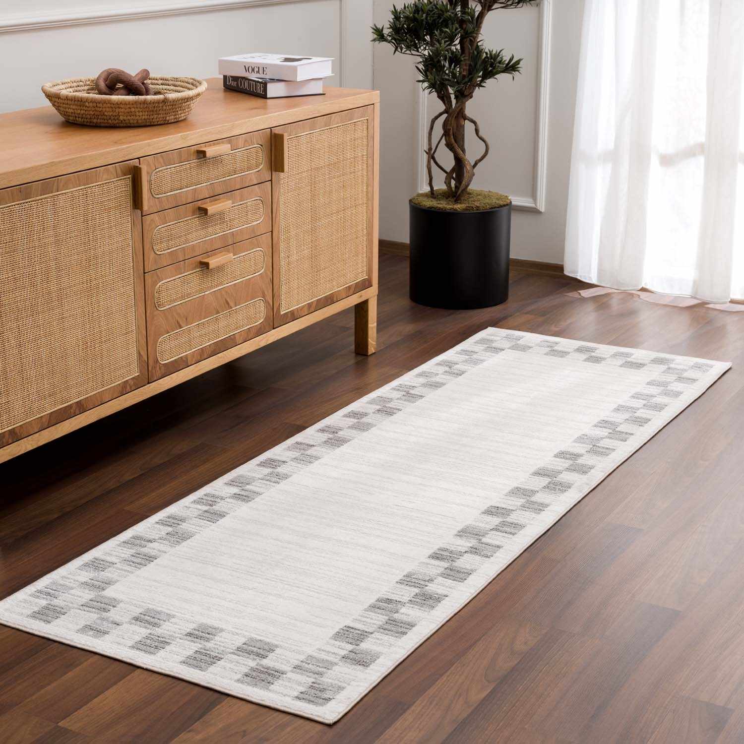 Azrika Gray Checkered Washable Rug - Clearance - Ornate Home