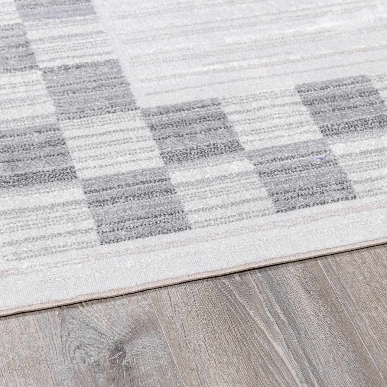 Azrika Gray Checkered Washable Rug - Clearance - Ornate Home