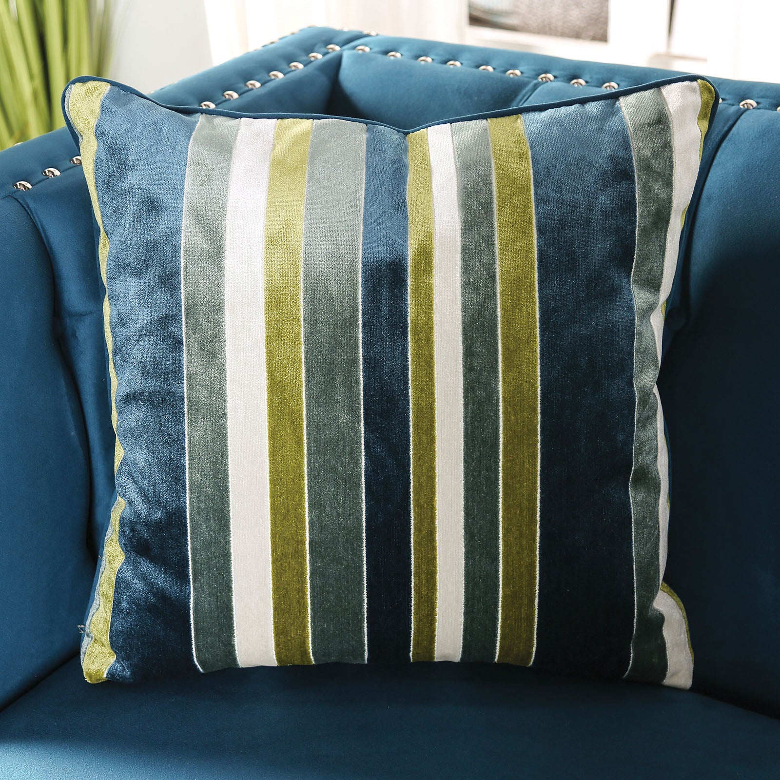 Azuletti Dark Teal/Apple Green Sofa - Ornate Home