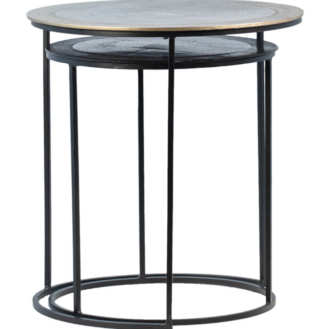 Azure Black/Antique Brass Nesting Tables - Ornate Home