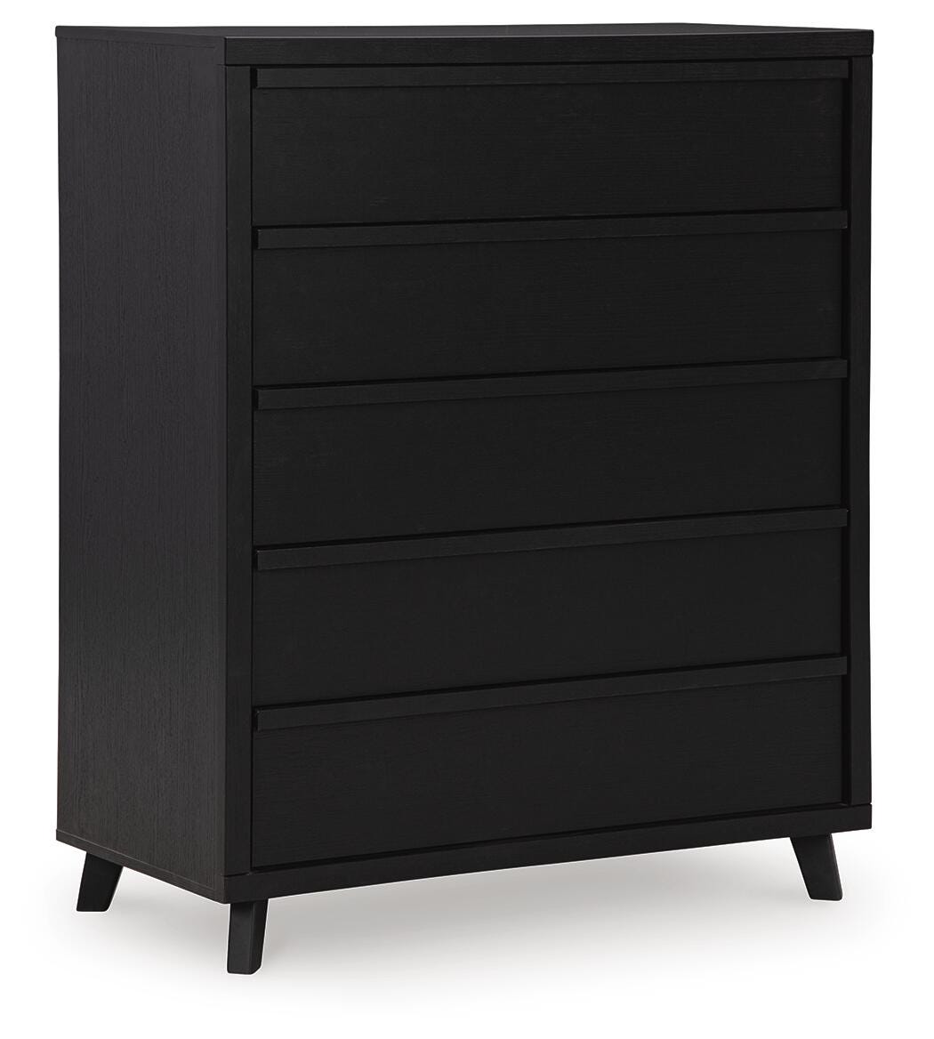 Danziar Black Dresser, Chest and Nightstand