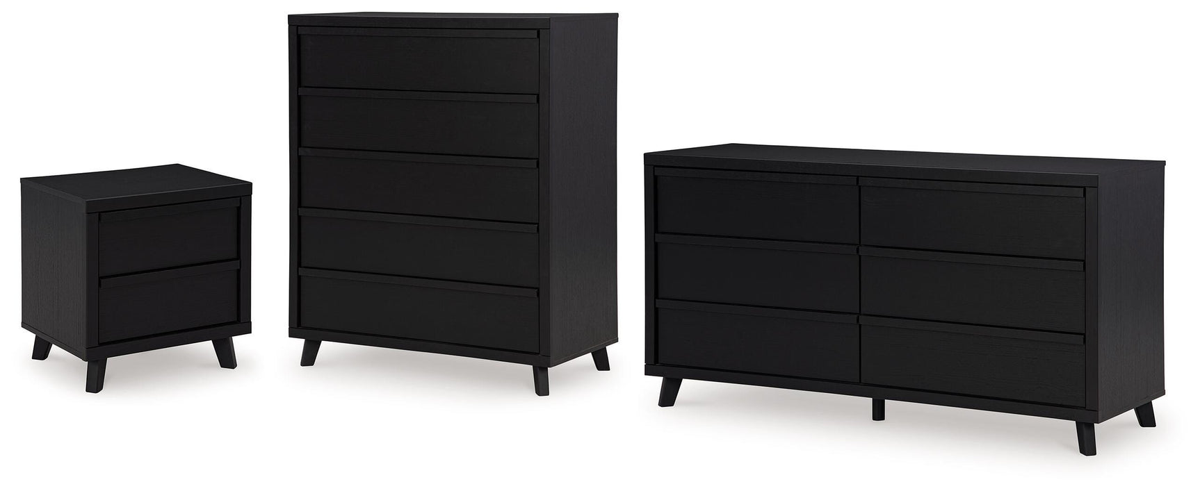 Danziar Black Dresser, Chest and Nightstand