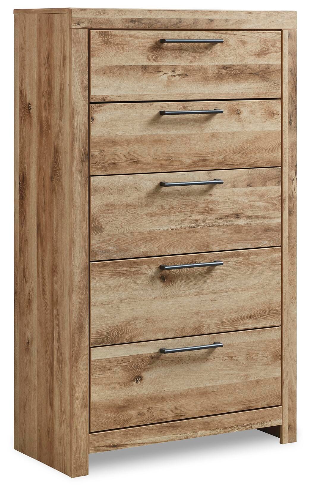 Hyanna Tan Brown King Panel Bed, 2 Chests and 2 Nightstands (Online Special Price)