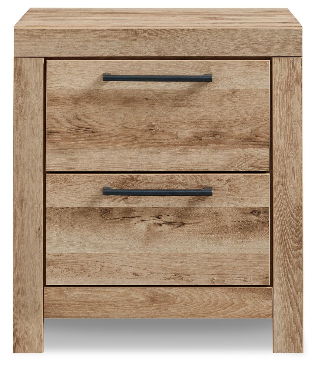 Hyanna Tan Brown Queen Panel Bed and Nightstand