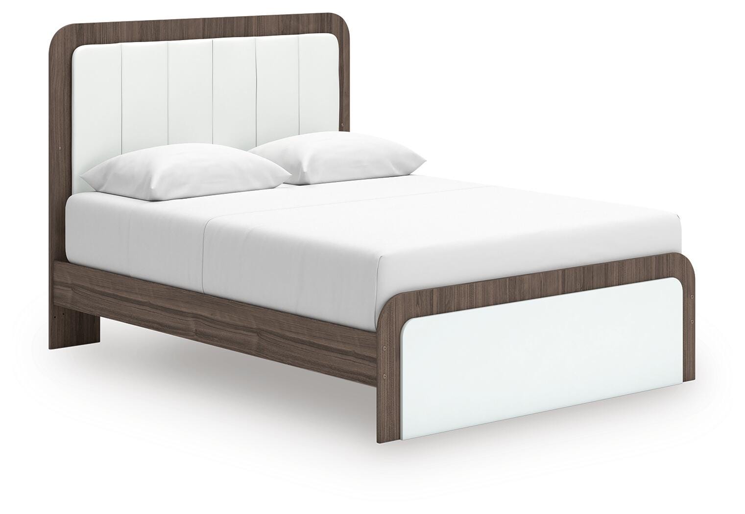 Mazilar White/Brown Queen Upholstered Bed