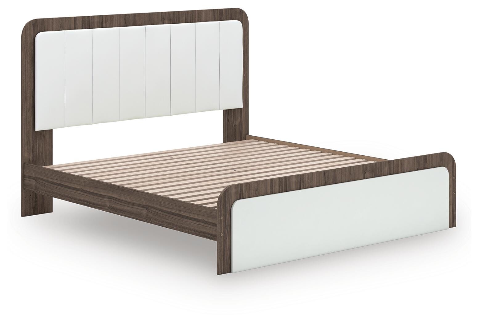 Mazilar White/Brown King Upholstered Bed