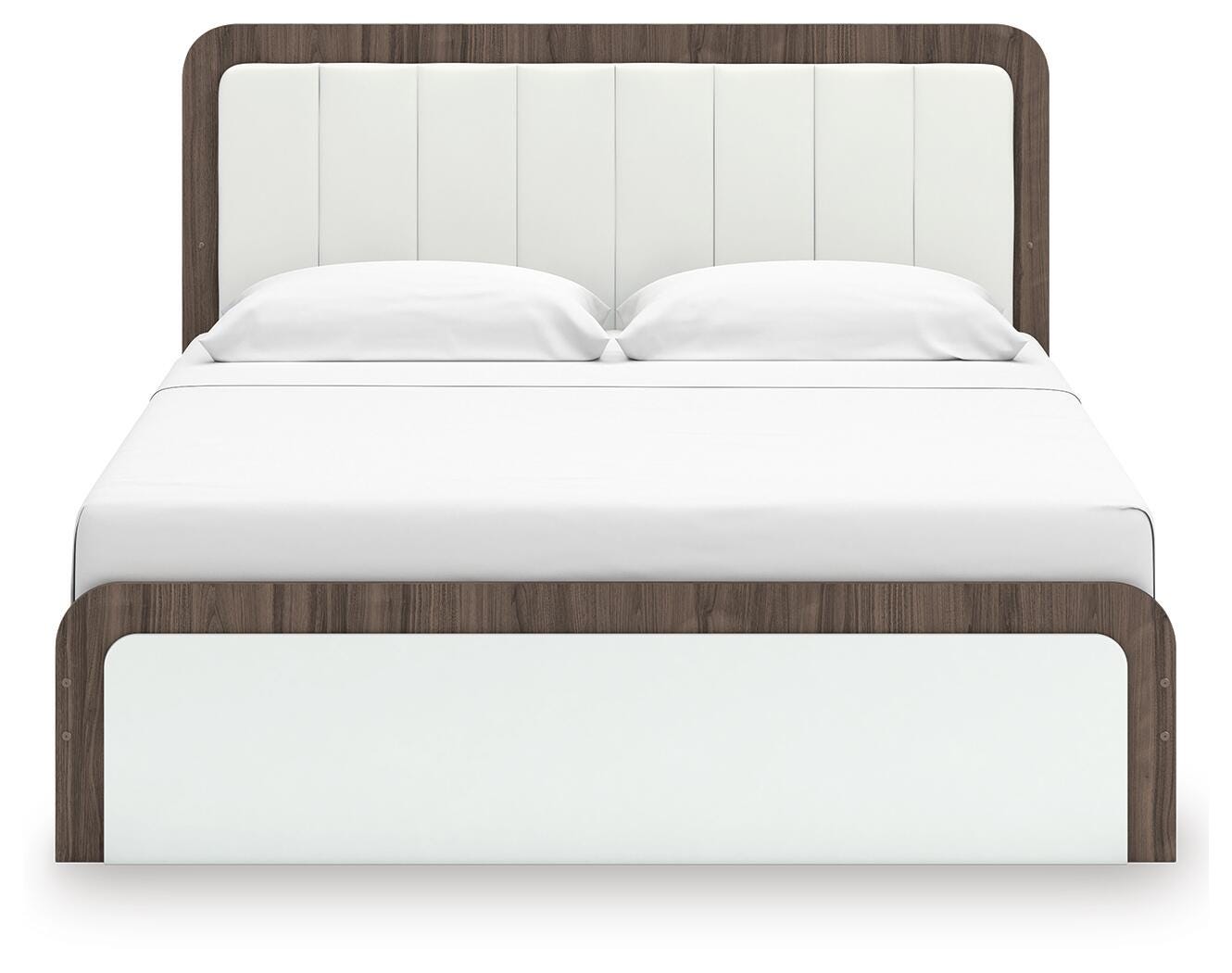 Mazilar White/Brown King Upholstered Bed