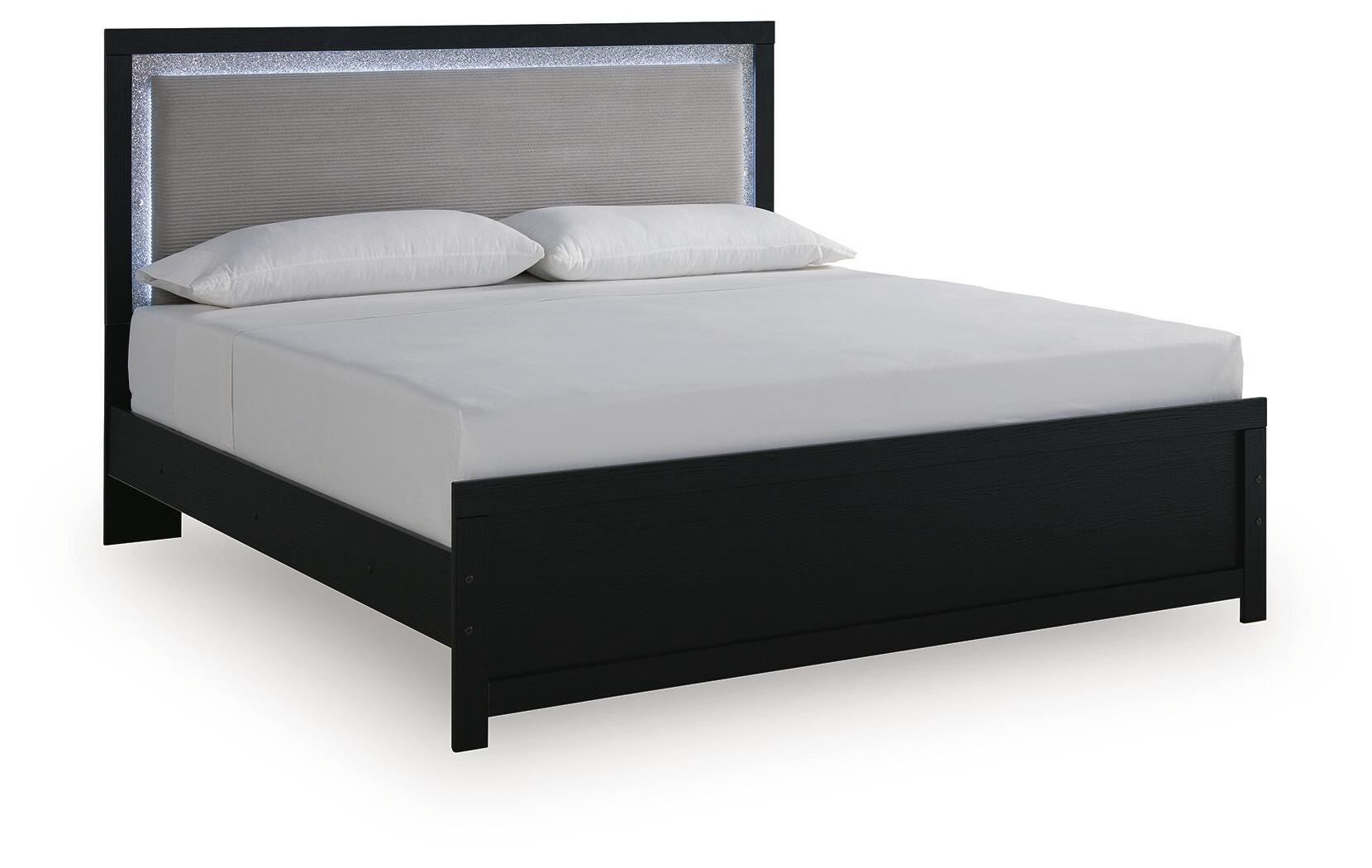Maeling Black King Upholstered Panel Bed (Online Special Price)