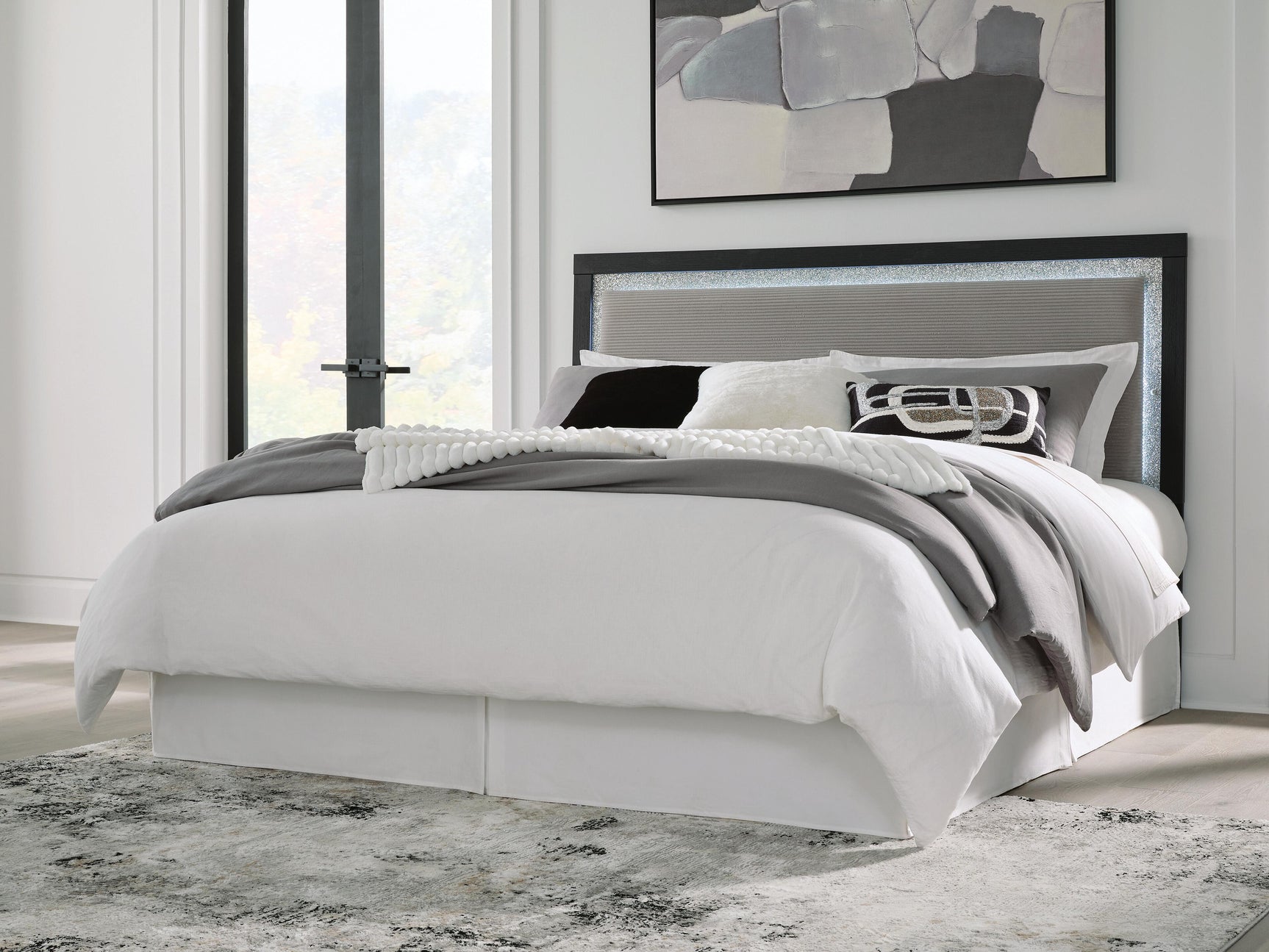 Maeling Black/Gray King UPH Panel Headboard (Online Special Price)
