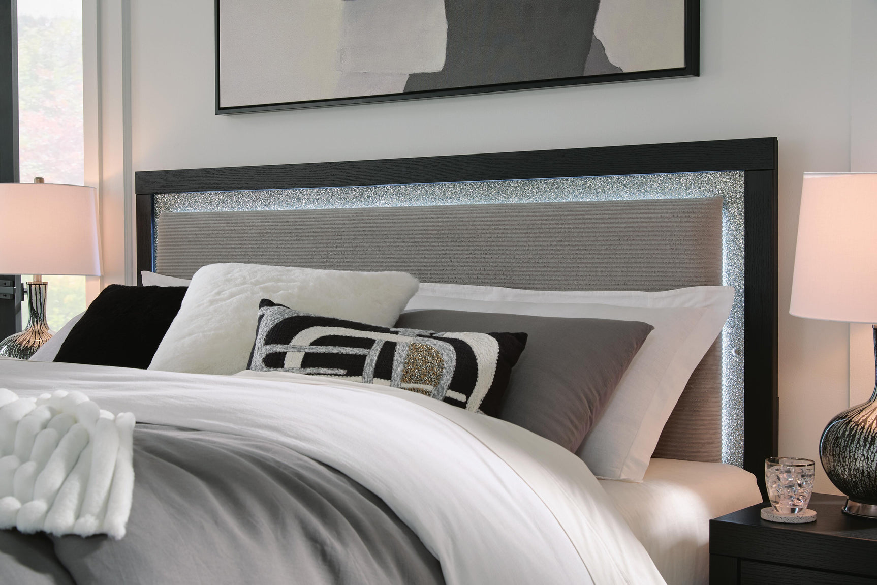 Maeling Black King Upholstered Panel Bed (Online Special Price)