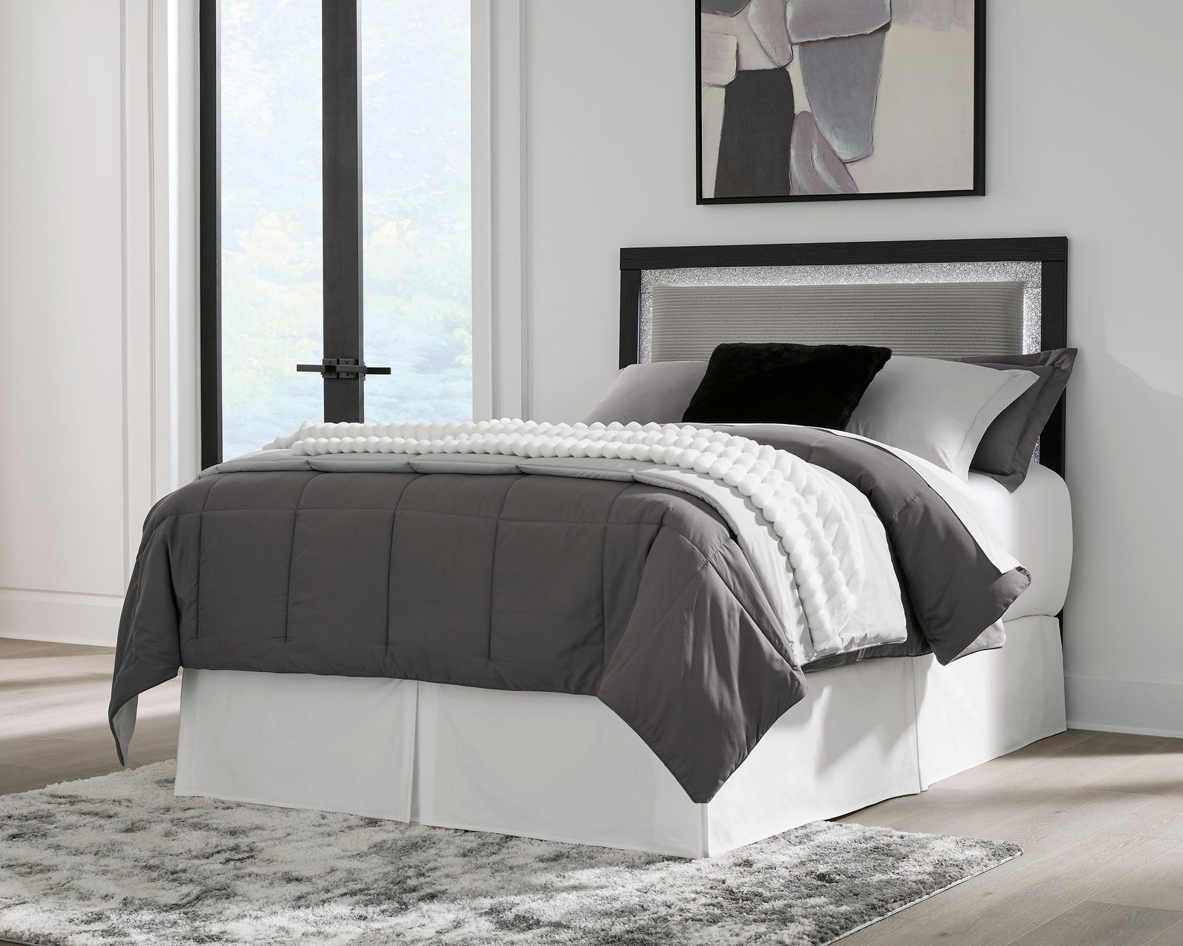 Maeling Black/Gray Full UPH Panel Headboard