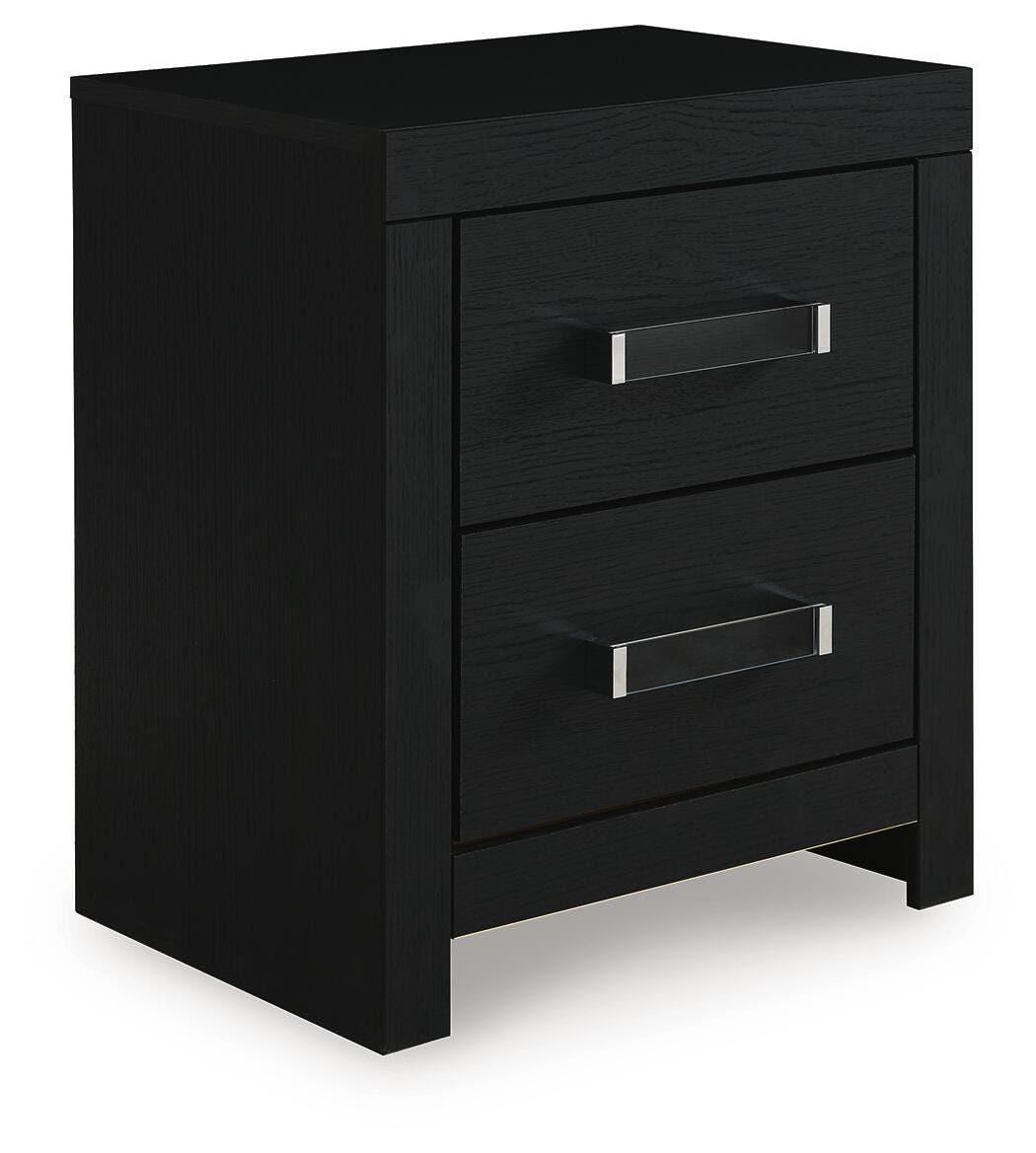 Maeling Black Two Drawer Nightstand