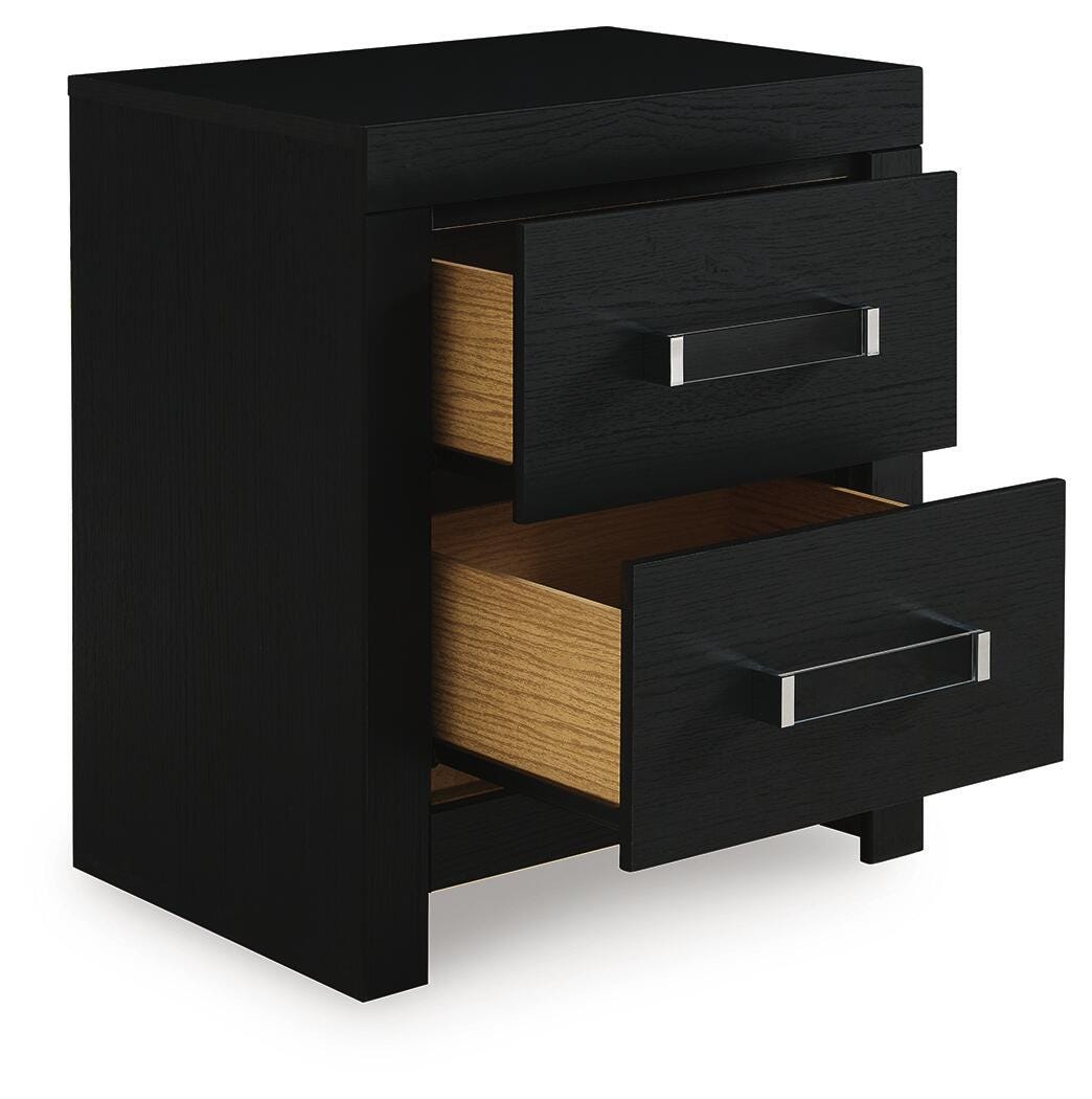 Maeling Black Two Drawer Nightstand