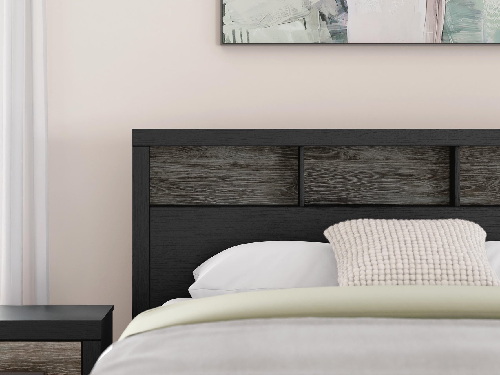 Jonnifer Black/Gray Queen Bookcase Panel Bed