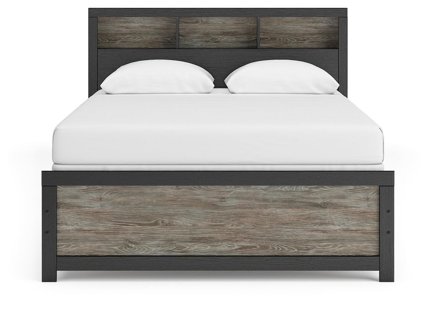 Jonnifer Black/Gray Queen Bookcase Panel Bed