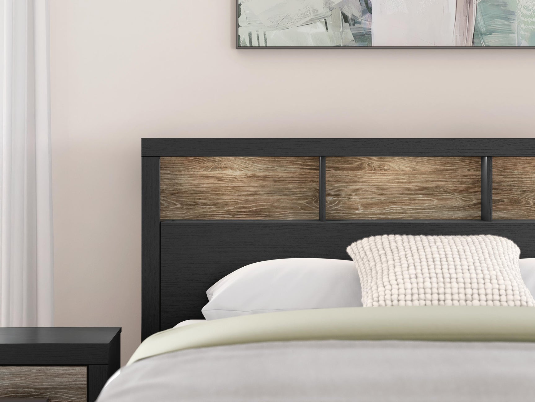 Jonnifer Black/Gray King Bookcase Panel Bed