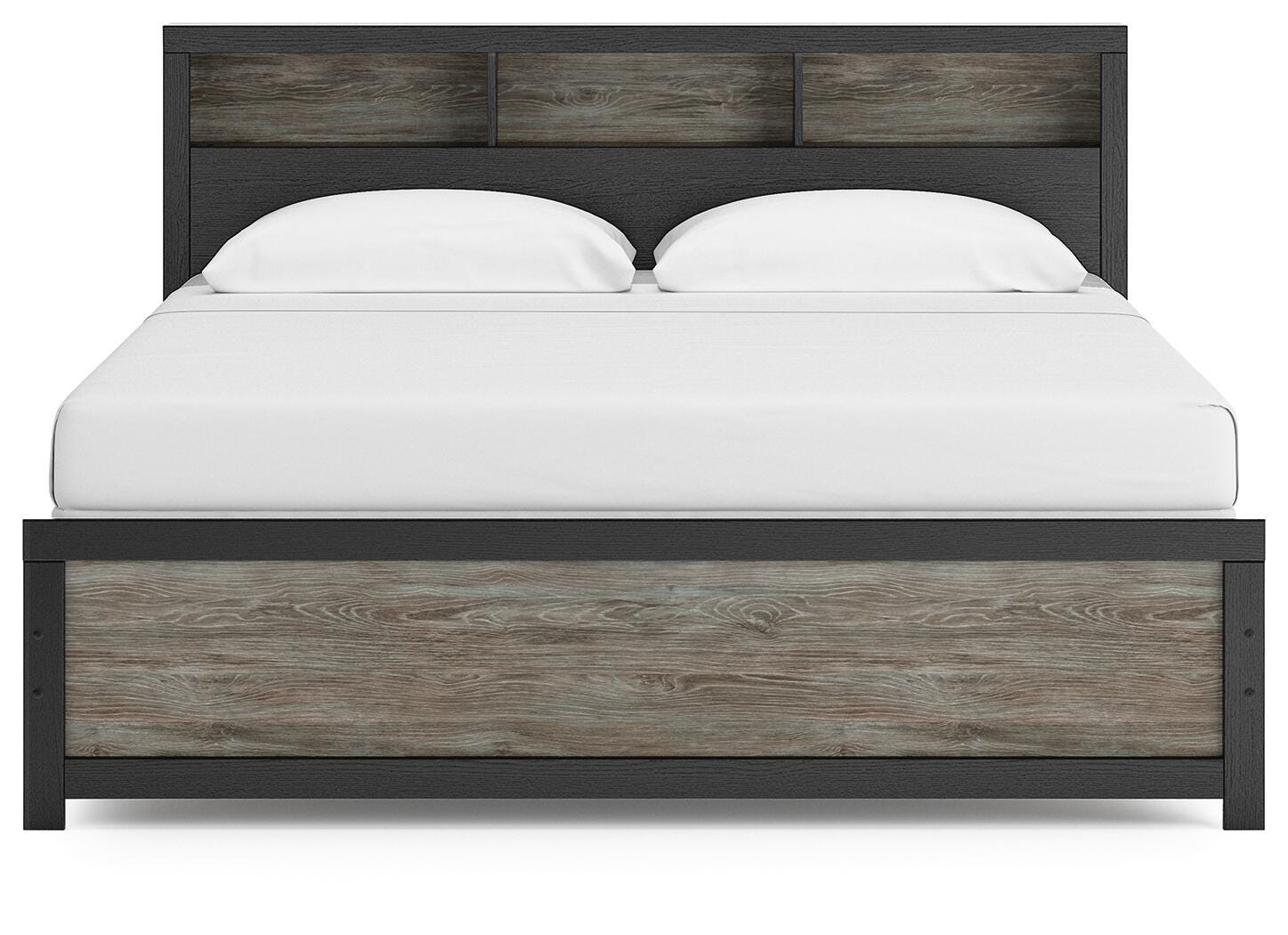 Jonnifer Black/Gray King Bookcase Panel Bed