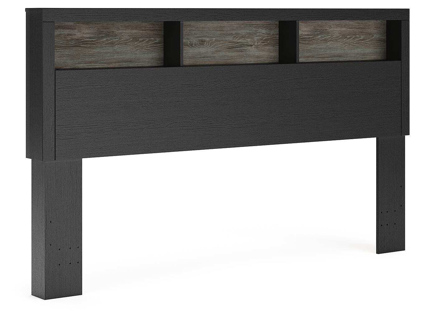 Jonnifer Black/Gray Lighted King Bookcase Headboard