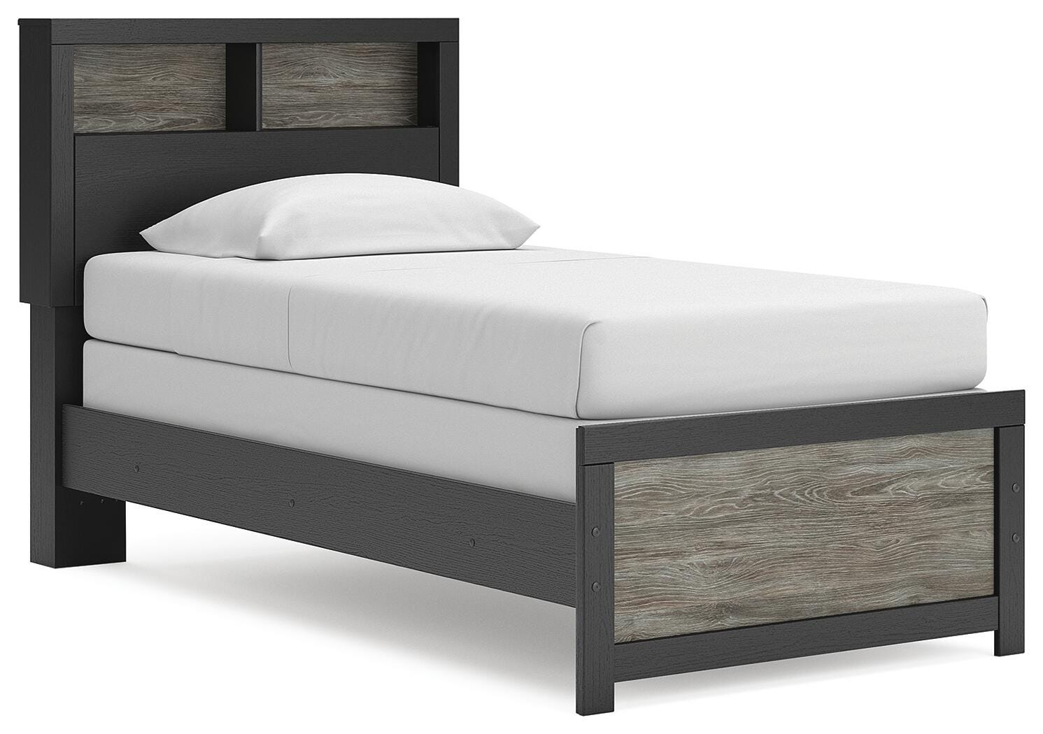 Jonnifer Black/Gray Twin Bookcase Bed