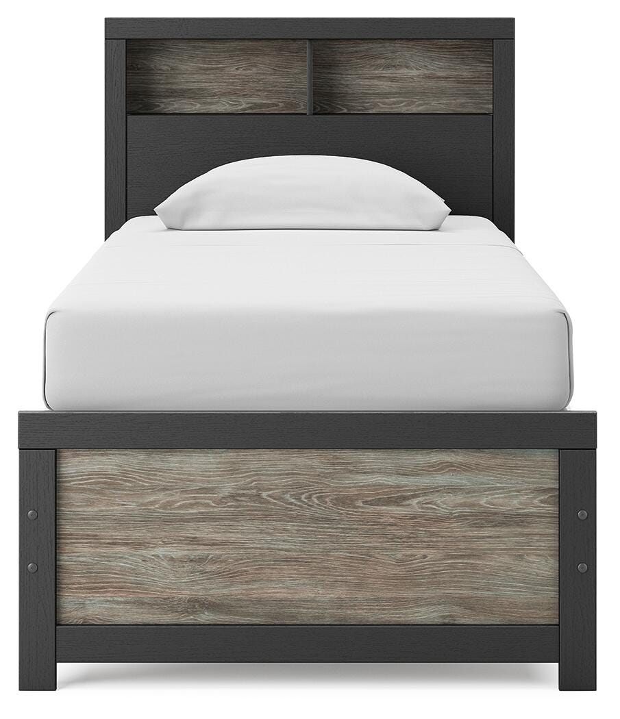 Jonnifer Black/Gray Twin Bookcase Bed