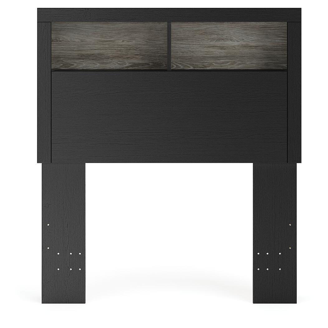 Jonnifer Black/Gray Twin Bookcase Headboard