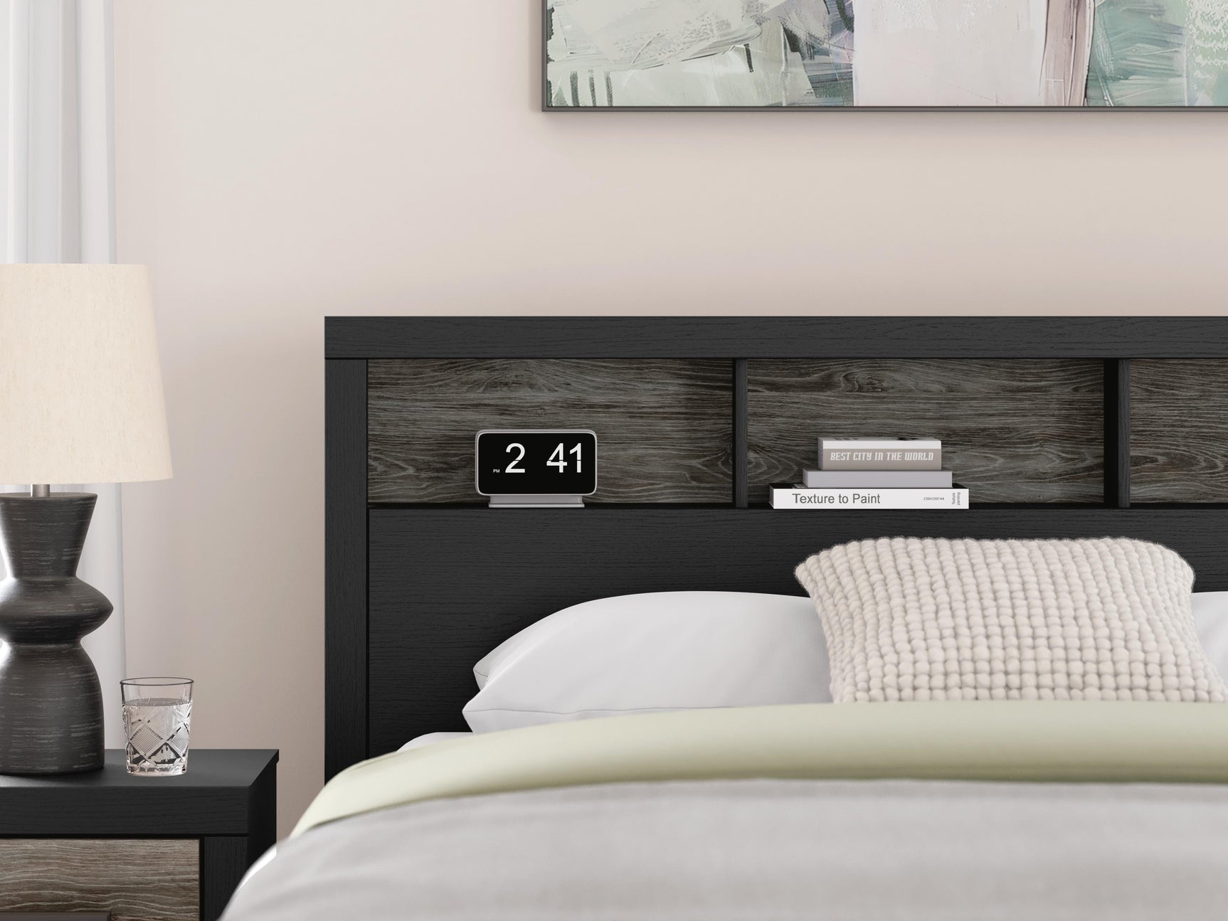 Jonnifer Black/Gray Queen Bookcase Headboard
