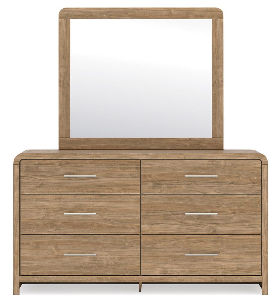 Gramburg Warm Natural Brown Queen Panel Bed, Dresser and Mirror (Online Special Price)
