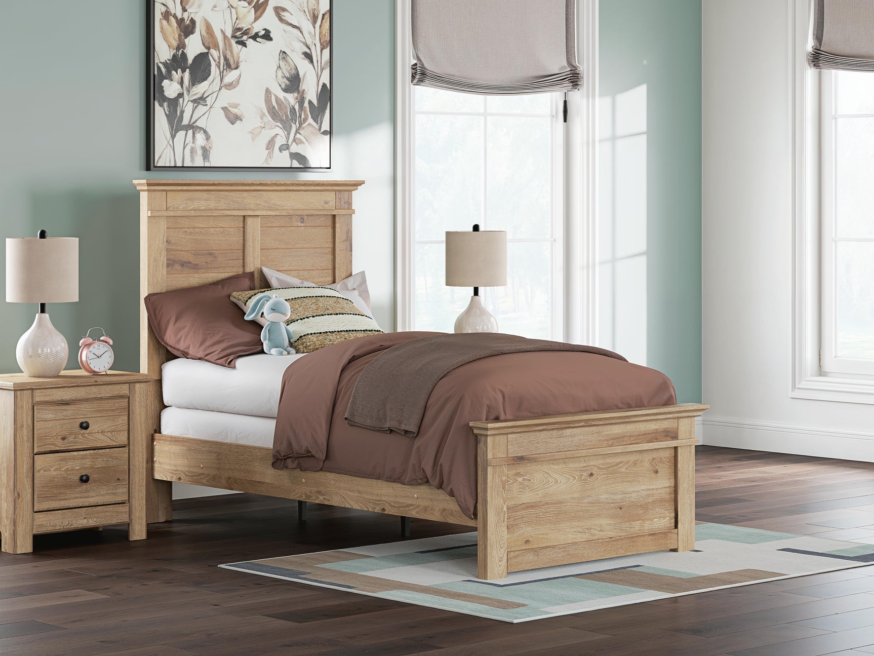 Fenderport Tan Twin Panel Bed (Online Special Price)
