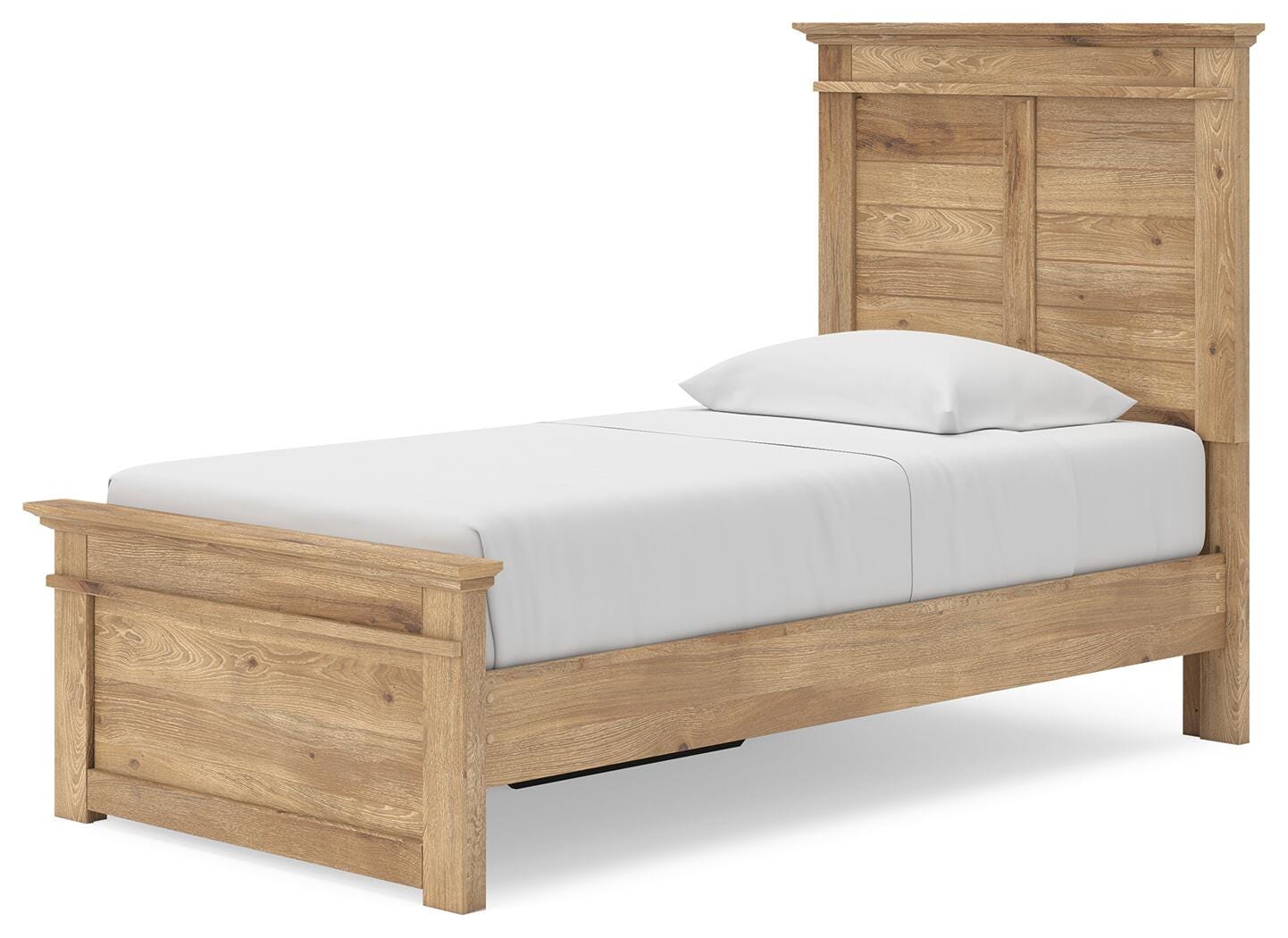 Fenderport Tan Twin Panel Storage Bed with Panel Footboard and Under Bed Storage