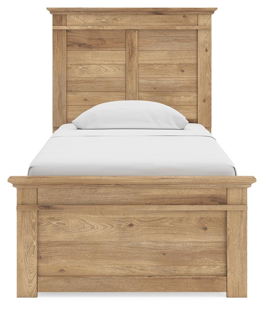 Fenderport Tan Twin Panel Storage Bed with Panel Footboard and Under Bed Storage (Online Special Price)