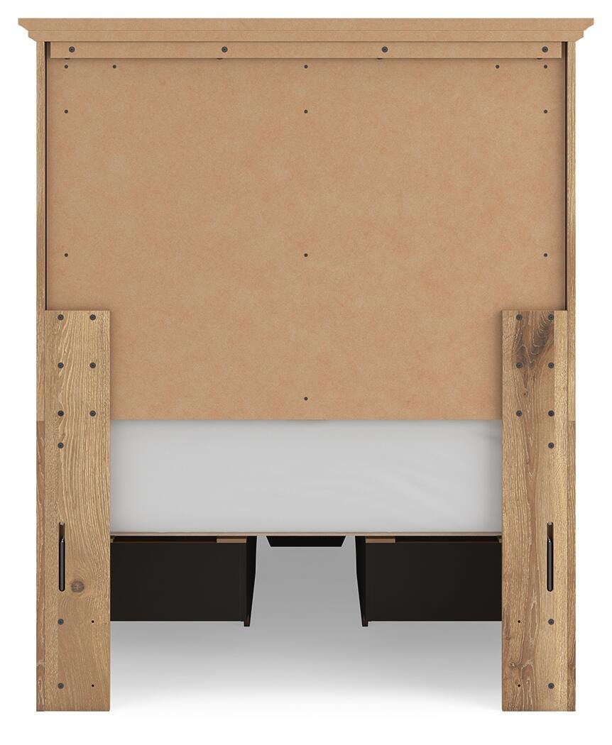 Fenderport Tan Twin Panel Storage Bed with Storage Footboard and 2 Under Bed Storage Units