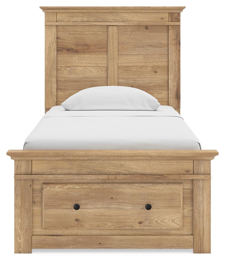 Fenderport Tan Twin Panel Storage Bed with Storage Footboard and 2 Under Bed Storage Units