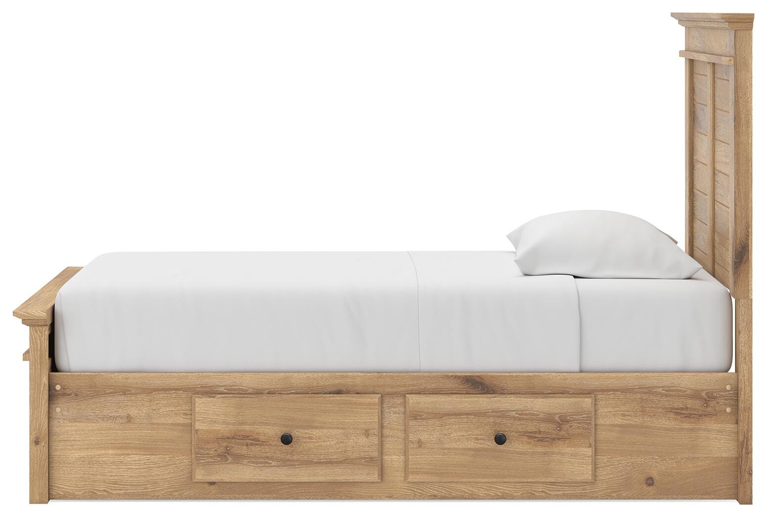 Fenderport Tan Twin Panel Storage Bed with Storage Footboard and 2 Under Bed Storage Units
