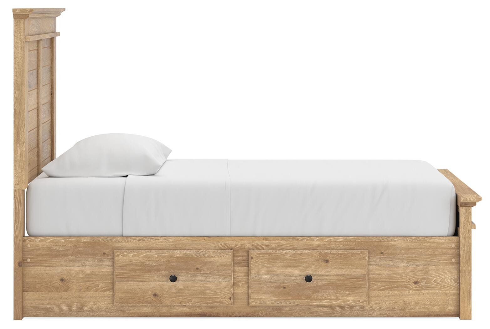 Fenderport Tan Twin Panel Storage Bed with Storage Footboard and 2 Under Bed Storage Units