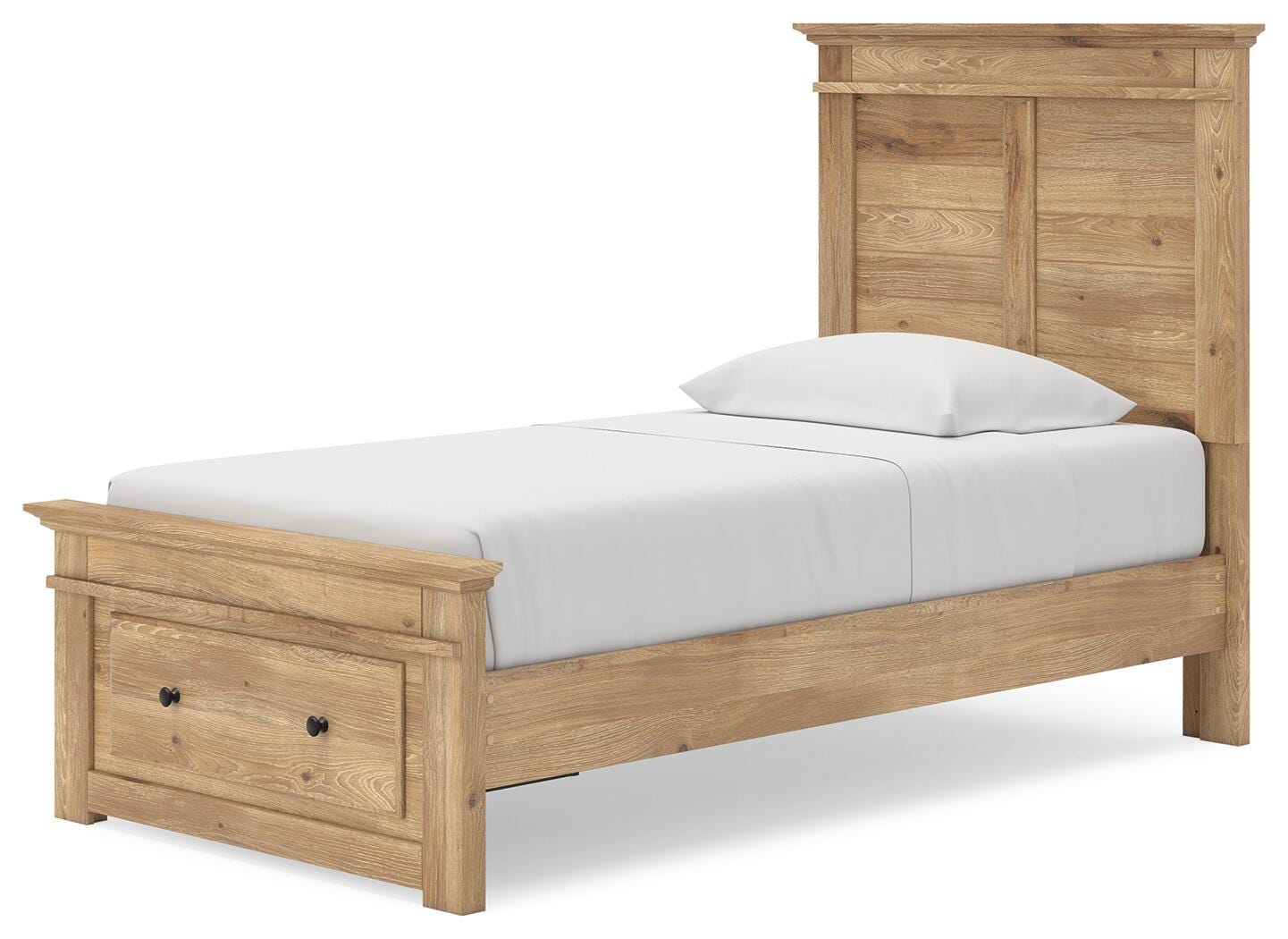 Fenderport Tan Twin Panel Storage Bed with Storage Footboard (Online Special Price)