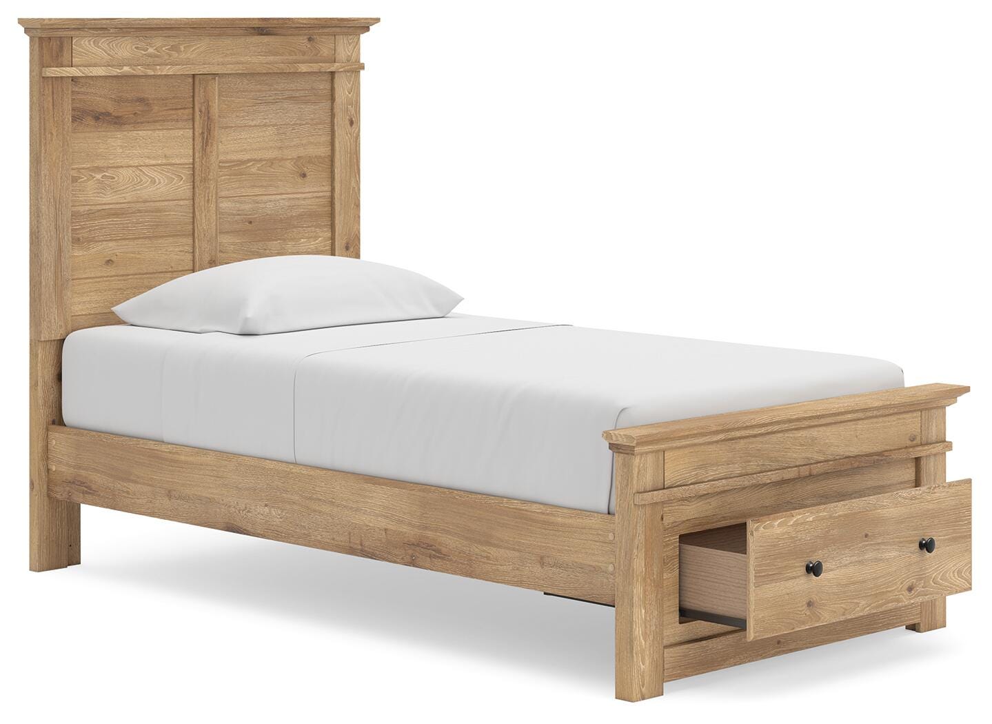 Fenderport Tan Twin Panel Storage Bed with Storage Footboard (Online Special Price)