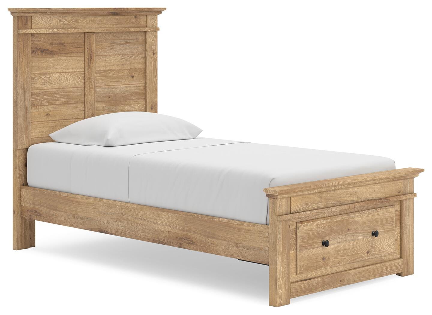 Fenderport Tan Twin Panel Storage Bed with Storage Footboard (Online Special Price)