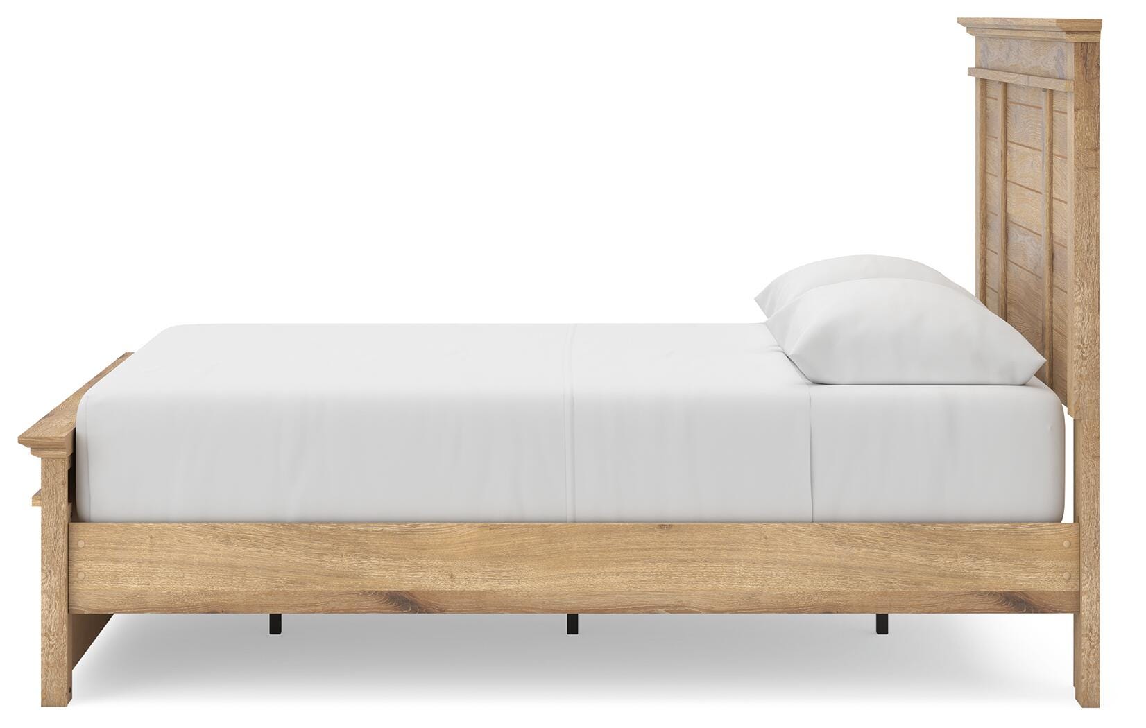 Fenderport Tan Queen Panel Storage Bed with Panel Footboard and Under Bed Storage
