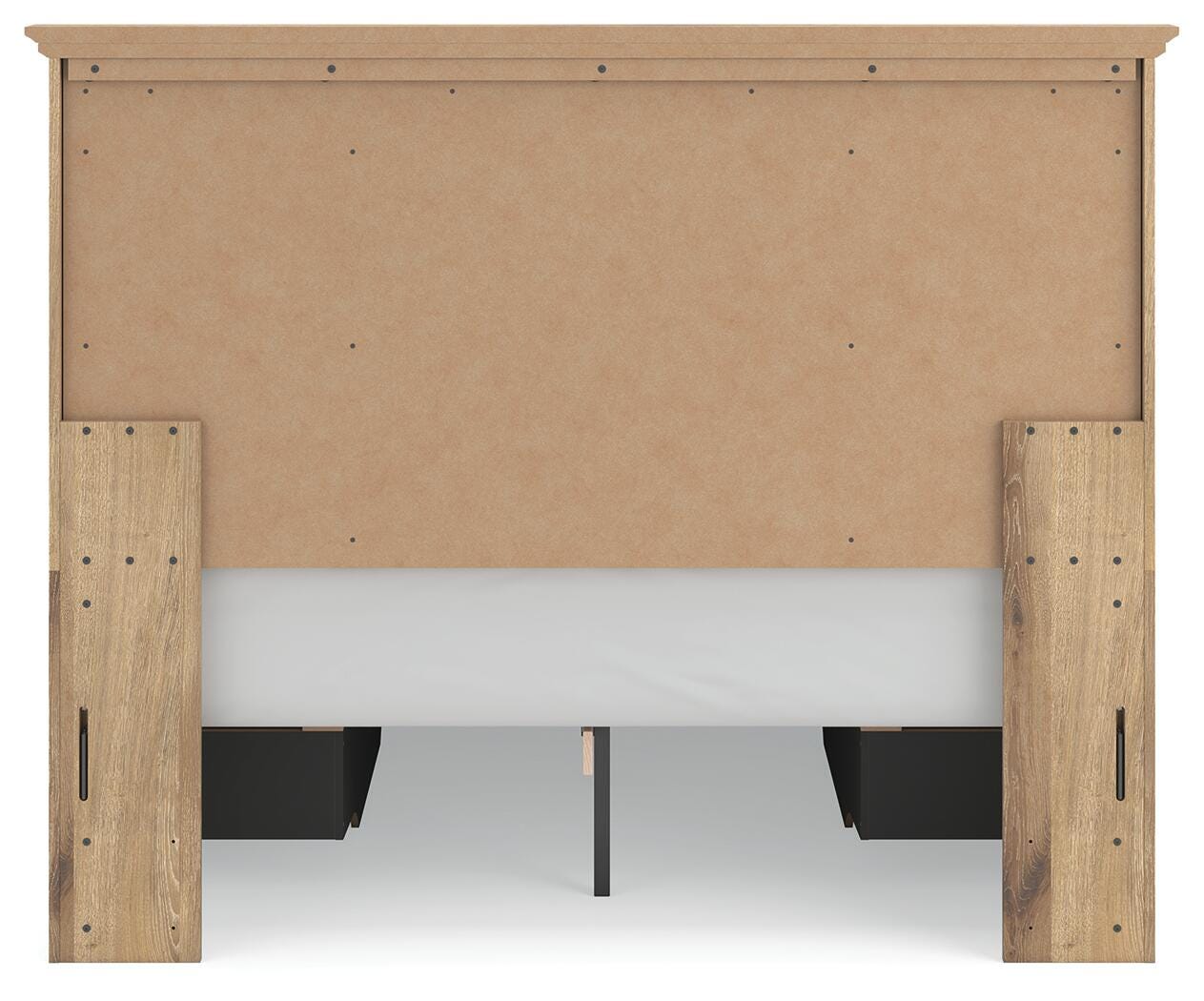 Fenderport Tan Queen Panel Storage Bed with Storage Footboard and 2 Under Bed Storage Units