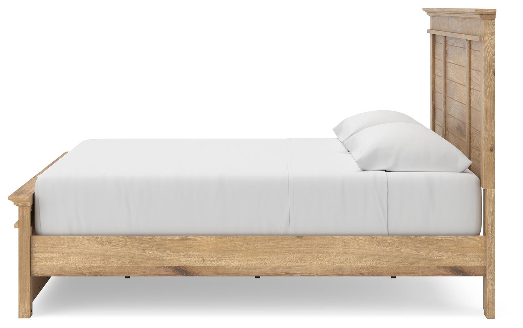 Fenderport Tan King Panel Storage Bed with Panel Footboard and Under Bed Storage