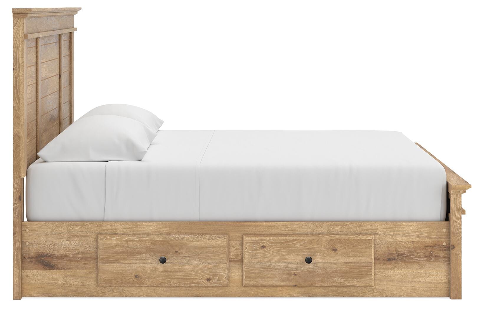 Fenderport Tan King Panel Storage Bed with Storage Footboard and Under Bed Storage
