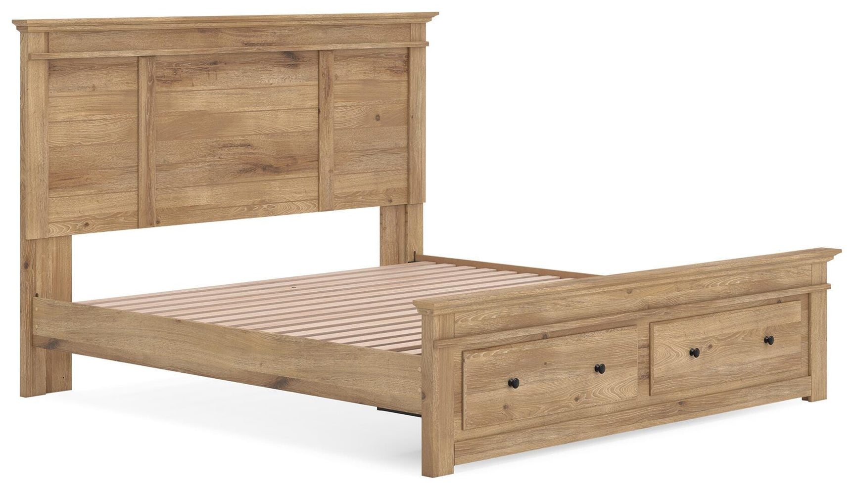 Fenderport Tan King Panel Storage Bed with Storage Footboard