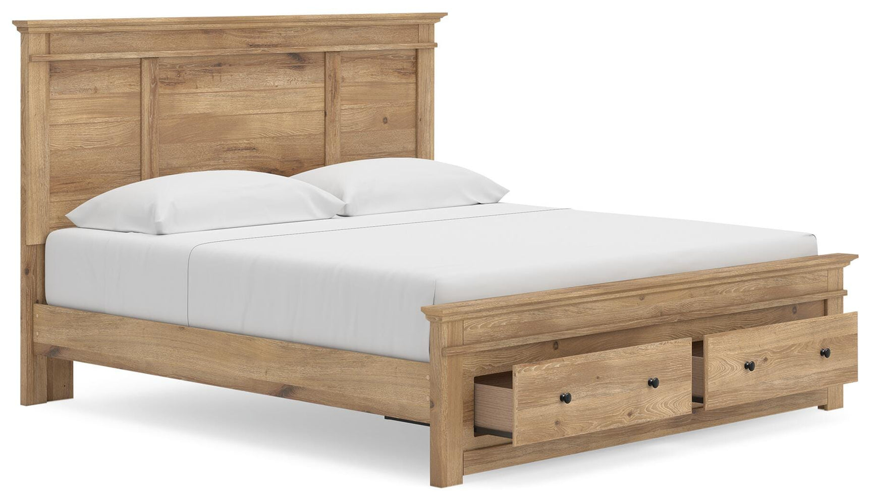 Fenderport Tan King Panel Storage Bed with Storage Footboard