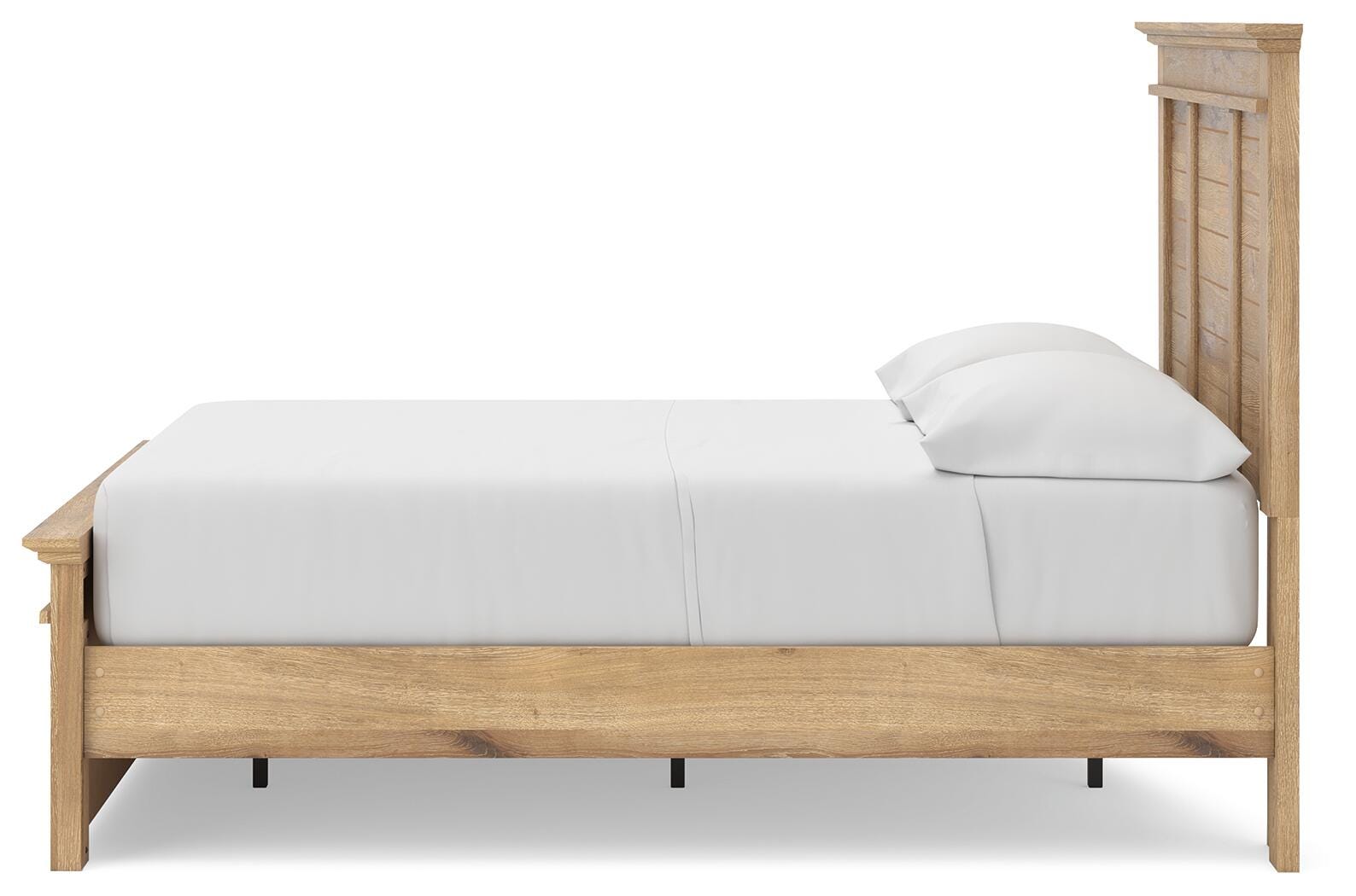 Fenderport Tan Full Panel Storage Bed with Panel Footboard and Under Bed Storage