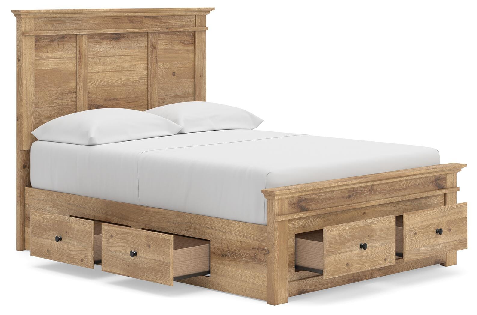 Fenderport Tan Full Panel Storage Bed with Storage Footboard and 2 Under Bed Storage Units
