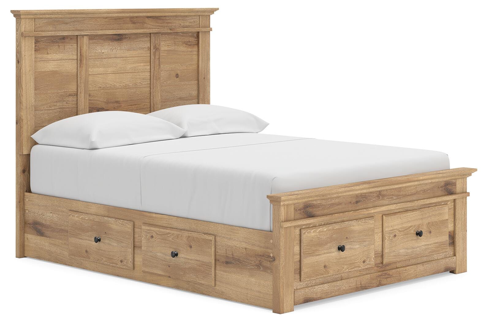 Fenderport Tan Full Panel Storage Bed with Storage Footboard and 2 Under Bed Storage Units